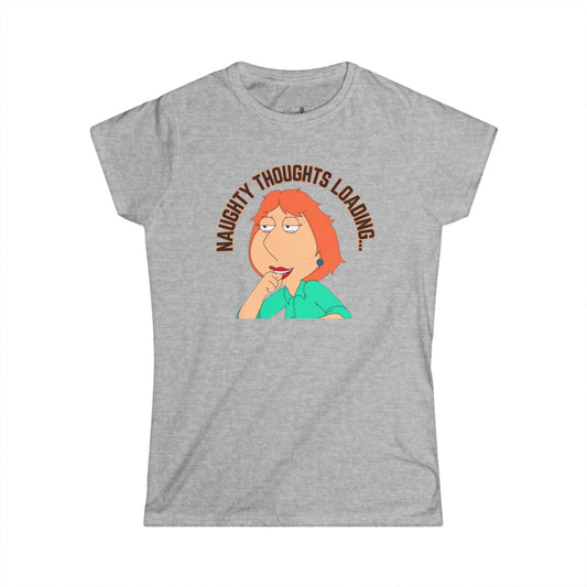 Naughty Thoughts Loading Tee, Funny T-Shirt, Casual Top, Gift for Her, Women's Humor Shirt, Comedy Apparel